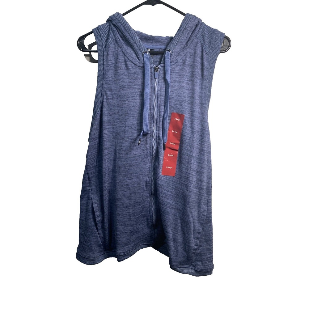 active life womens navy heather sleeveless zip up hooded vest size XL extra larg